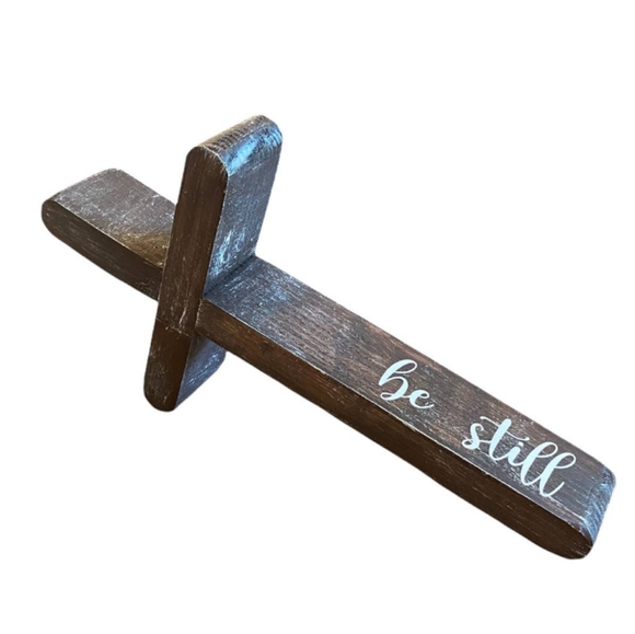 Rustic Wooden Cross Be Still - Picture 2 of 2